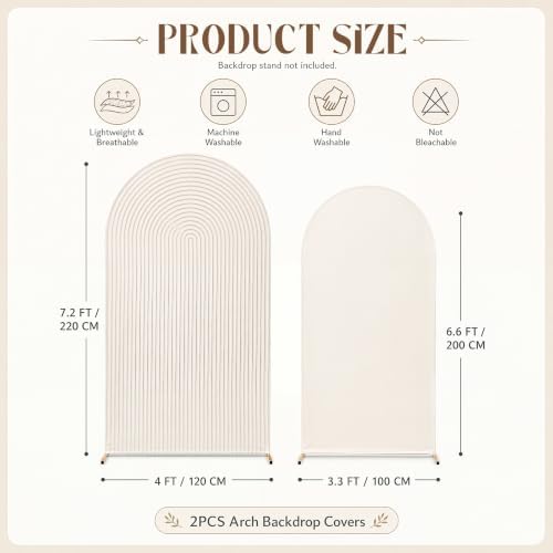 2 Set Wedding Arch Cover Cream White Ripple & Solid Stretchy Backdrop Cover - Image 2