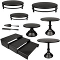 MACIFECI Cake Stand Set, Black Cake Stands For Dessert Table Including Dessert Tray, Metal Cupcake Display Stands Dessert Trays (Black) by MACIFECI