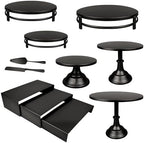 MACIFECI Cake Stand Set, Black Cake Stands For Dessert Table Including Dessert Tray, Metal Cupcake Display Stands Dessert Trays (Black) by MACIFECI