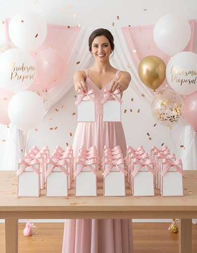 AmazingSpark 50 Pcs White Rose Gold Mini Gift Bags Bulk 6.3 x 3.9 x 2.8 Inch Party Favors Elegant Small Gift Bags with Handles and Ribbon Bows for Wedding Birthday Bridal Baby Shower Party Favors - Image 3