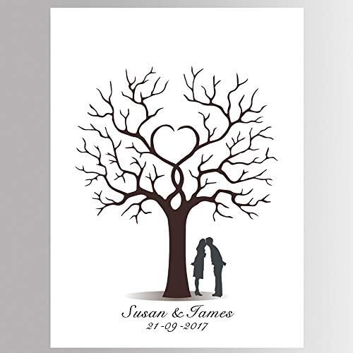 DIY Wedding Guest Book for Couple, Personalized Wedding Gift Fingerprint Tree Guest Signing Book Alternative with Ink Pads for Anniversary Party Decorations-80x120cm - Image 2