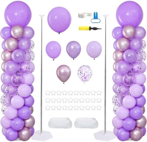Purple Balloon Column Stand Kit of 2 with Lavender Balloons by ZyloonDecoration