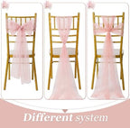 VitalCozy 50 Pack Pink Pearls Vintage Chair Sashes with Bows Wedding Decor - Image 4