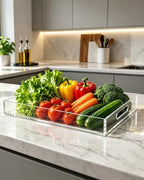 Acrylic Tray, 2 Pack Spill Proof Platter with Handles for Ottoman - Image 2