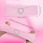 100PCS Spandex Stretch Chair Sashes Bows Universal Elastic Chair Cover Bands Ties with Buckle Slider for Wedding Party Birthday Reception Events Banquet Decoration(Pink) - Image 2