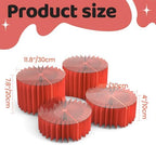 HeiMma 4 Pack Buffet Risers, Foldable Accordion Food Display Risers with Acrylic Disc, Dessert Table Display Set, Cardboard Paper Cupcake Cake Stand for Party Cylinder Stands for Parties Drink Collectibles Jewelry Figures, Multi-height, Red - Image 3