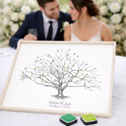 Guestbook Tree with Heart in Tree Trunk Guestbook for Weddings, Low Oak, Fingerprint Guest Book, Alternative Guestbook - Image 3