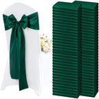 100 Pieces Emerald Green Satin Chair Sashes for Wedding Reception Party Hotel Home Kitchen Decoration-Emerald Green by Lykoow