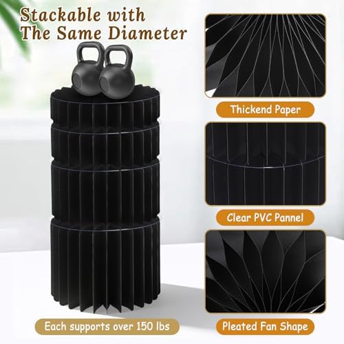 8 Pack Buffet Risers Display Stands, Foldable Food Risers for Buffet Table, Tall Cake Cupcake Stands, Cardboard Cylinder Stand, Dessert Table Display Set for Catering, Jewelry, Wedding, Party Decor (Black) - Image 3