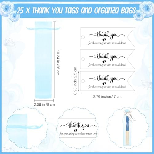 Threehoney 25 Sets Shower Party Favor for Guests Gift Fans, Blue - Image 3