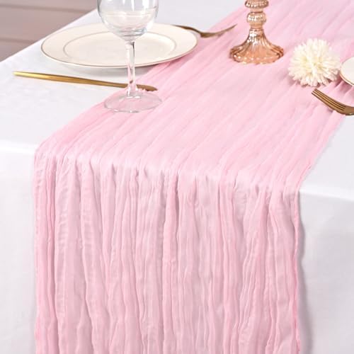 24 Pack Pink Table Runner 10Ft Cheesecloth Table Runner Rustic Gauze Table Runners Romantic Long Sheer Fabric Cheese Cloth Table Runners for Wedding Party Bridal Baby Shower(Light Pink) - Image 6
