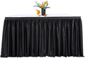 QueenDream 14ft Black Polyester Table Skirts for Rectangle and Round Teacher Desk Skirt Table Cloth Baby Shower Wedding Decor Birthday Party Graduation Gender Reveal Dessert Cake Decorations by QueenDream