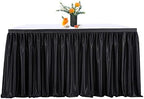 QueenDream 14ft Black Polyester Table Skirts for Rectangle and Round Teacher Desk Skirt Table Cloth Baby Shower Wedding Decor Birthday Party Graduation Gender Reveal Dessert Cake Decorations by QueenDream