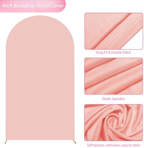 Wokceer 7.2FT Arch Backdrop Stand and Cover Set,Arch with Pale Pink Cover - Image 4