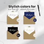 100 Pack Thank You Cards with Envelopes 100 Pack - 4x6 Thank You Cards with Envelopes for Baby Shower, Weddings, Birthdays, Graduations and Small Business with 120 Stickers & Free Pen (White & Black) - Image 6