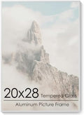 20x28 Metal Picture Frame, Aluminum Poster Frame with Real Glass, Silver by FLYJOE