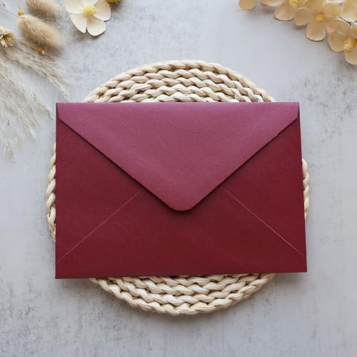 50PCS A7 Burgundy Envelopes, 5.3×7.6" Floral Liner Envelopes - Image 4