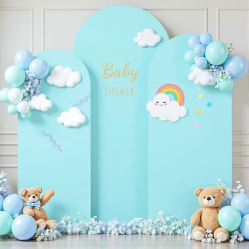 Blue and Purple Arch Cover 3 Set-7.2FT, 6.6FT, 6FT Arch Backdrop Cover Spandex Fitted 2- Color Fabric Stand Covers for Baby Shower Mermaid Theme Birthday Party Wedding Photo Background Decorations - Image 4