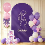 7.2FT Purple Arch Backdrop Cover - Polyester Fitted Wedding Arch Stand Covers Round Top Chiara Arch Backdrop Cover for Birthday Party Banquet Photo Background Decoration - Image 5