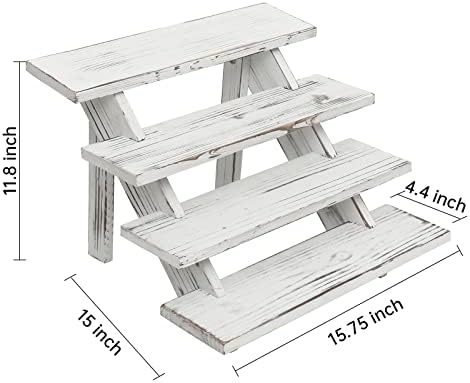 SwallowLiving 2pcs Wooden Rustic Cupcake Stand for 24 Cupcakes, Stepped Wood Display Stand for Weddings, Tiered Party Table Display Riser for Food , Dessert, Cookie, Decor, Craft Show, White - Image 4