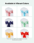 VEVOR Satin Chair Sashes Bows, Chair Ribbon Ties Back Sash, 7 x 108 inch, Wedding Reception Decoration, for Wedding Ceremony Baby Shower Party Events Banquet Cover Decoration (Light Green, 100pcs) - Image 5