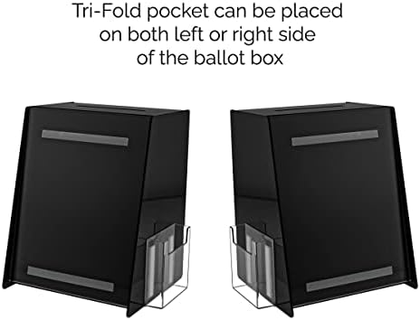 Marketing Holders Acrylic Charity Donation Bin Locking Ballot Box Black Acrylic 8.75” x 8.5" x 11.5" with 8.5" x 11" Slide in Header Sign Holder and Pocket on the Side Countertop - Image 6