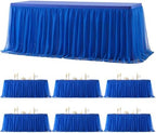 Suppromo 6 Pack 8ft Royal Blue Tulle Tablecloths for Rectangle Tables 8 Foot Rectangular Table Cloth Wrinkle Free Tablecover with Tutu Skirt for Baby Shower Wedding Birthday Party Banquet Buffet Cake by Suppromo