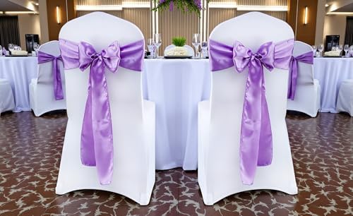 MDS® Pack of 300 Satin Chair Sashes for Wedding & Events – Lavender - Image 2