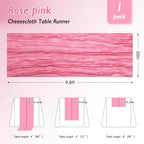6 Pack Rose Pink Cheesecloth Table Runner 120 Inch Boho Wedding Decor - Image 2
