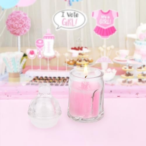 Mega Candles 12 pcs Scented Baby Powder Pink Glass Baby Bottle Container Candles, Palm Wax Candle, Baby Shower Gifts, Decorative Accent, Home Décor, Memory Keepsake, Party Favors, Relaxations - Image 5
