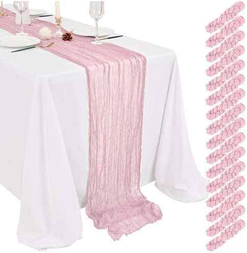 Showgeous 16 Pack Pink Cheesecloth Table Runner 17 x 108 Inch by Showgeous
