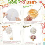 Wettarn 24 Pack Hot Air Balloon Baby Shower Table Centerpieces Party Decorations DIY Paper Lanterns Woven Baskets with Sticks for Gender Reveal Party Favor Birthday Wedding(White) - Image 3