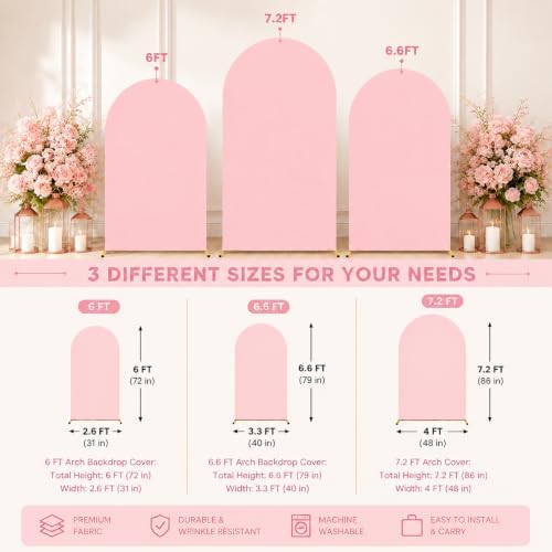 Pink Arch Cover 7.2ft 6.6ft 6ft Spandex Arch Backdrop Cover Set of 3 - Image 5