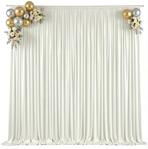30x8ft Ivory Backdrop Curtains for Parties Wrinkle Free Fabric Backdrop Curtain Wedding Photo Backdrop Drapes for Birthday Party Baby Shower Bridal Shower Photography Back Drop 6 Panels 5x8FT - Image 5