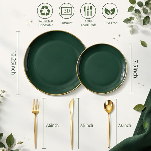 I00000 150Pcs Green Plastic Plates,Premium Disposable Plates for Wedding - Image 3