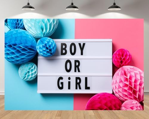 12x10ft Boy or Girl Backdrop Honeycomb Paper Balls Lightbox Pink Blue Background for Gender Reveal Party Baby Shower Decorations Banner Portrait Photo Studios Booth Props by MAEQLQLM
