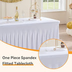 Spandex Tablecloth 6FT Rectangle Table Cover 4 Pack White Wrinkle-Free - Image 4