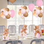 Lenwen 3 Sets Jungle Animal Decoration for Baby Shower Letter Boxes Baby Shower Table Centerpiece Stuffed Animals Balloon with Stand Plush Boxes for Party(Pastel,Bear) - Image 6