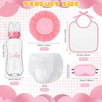 6 Sets Bottle Chug Baby Shower Blind Games Juegos Para Include Plastic Bottles Bibs Hat Eye Mask Disposable Diapers Blindfolded Baby Shower Bottle Games Gender Reveal Decoration (Pink) - Image 2