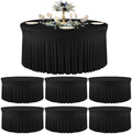 6 Pack Black Round Tablecloths, 60 Inch Spandex Stretchy Table Cloth with Skirt, Washable Fitted Tablecloth, Circle Wrinkle Free Table Cover for Wedding Party Birthday Outdoor Event by Torrowsrort