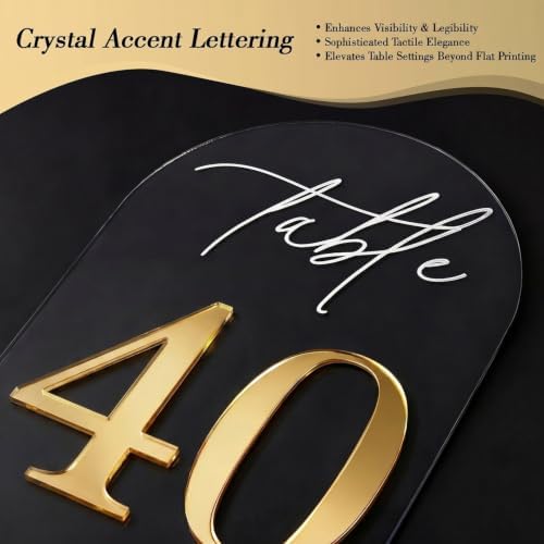 Ourholiday Crystal Clear Acrylic Wedding Table Numbers 21-40 Set, Self-Standing Modern Arched Wedding Signs for Reception Seating, Anniversary & Bridal Shower, Elegant Wedding Decor (5x7 Inches) - Image 5