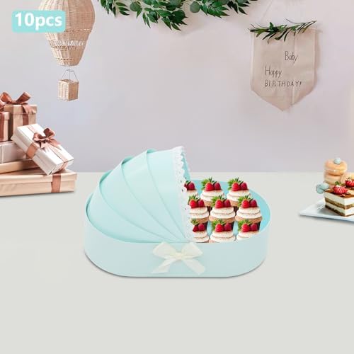 10 Pcs Flower Boxes, Cradle Baskets, Flower Arrangement Baskets, Cardboard Boxes for Wedding Celebrations, Shower Basket Gift Boxes, Cradle Gift Boxes (Blue) - Image 2