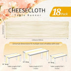 18 Pack Cheesecloth Table Runner 10FT Beige Table Runner Boho Gauze Cheese Cloth Table Runners Long Rustic Sheer Table Decorations for Wedding Party Baby Bridal Shower Birthday Holiday Home - Image 2
