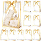 Aliceset 24 Pcs Clear Plastic Gift Bag with Handles,Gold Foil by Aliceset