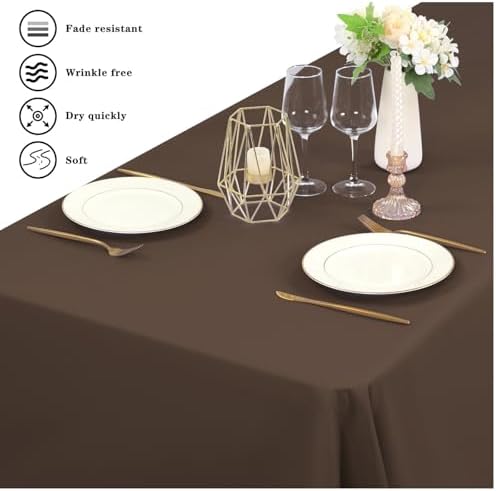 YMHPRIDE 6 Pack Brown Tablecloth 60 x102 inch Polyester Table Cloth for 6 Foot Rectangle Tables, Stain and Wrinkle Resistant Washable Fabric Polyester Table Covers for Wedding Party Banquet - Image 4