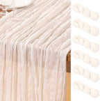 DeZerlor Ivory White Cheesecloth Table Runners 6 Pack Summer Boho Runners by DeZerlor