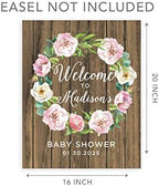 Andaz Press Custom Large Baby Shower Canvas Welcome Sign, 16 x 20 Inches, Rustic Wood Pastel Peonies Wreath, Guestbook Alternative, Personalized Sign Our Canvas, For Fall, Rustic, Boho, Baby Shower - Image 5