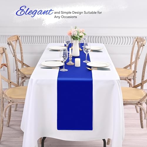 24 Pack Royal Blue Satin Table Runners, 12 x 108 Inch Table Runners for Rectangle Round Tables,Smooth Satin Table Runner for Wedding,Birthday Party Banquets Graduation Engagements Decoration - Image 4