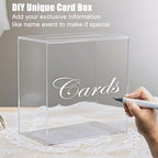 Large Clear Acrylic Wedding Card Box with Slot and Pen, 10x10x5 inch Wedding Receptions Wishing Well Money Box, DIY Card Box for Party, Graduation, Bridal Shower, Birthday (Clear) - Image 5