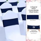 VitalCozy 50 Pcs Stretch Chair Sashes with Crown, Navy Blue - Image 2